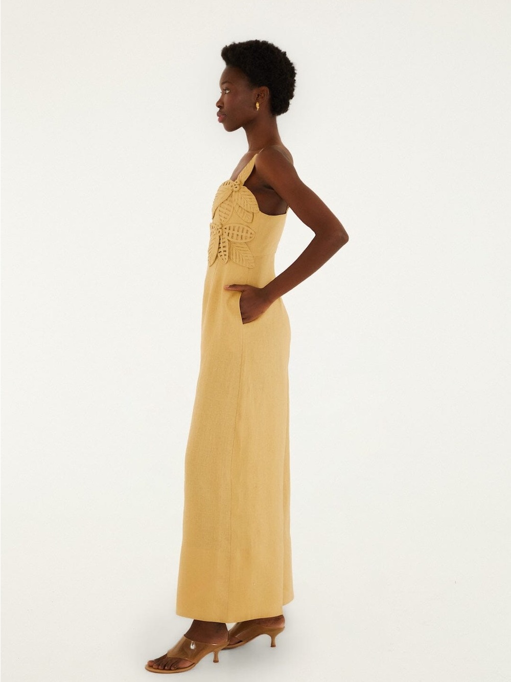 Farm Rio: Sand 3d Flowers Euroflax⢠Premium Linen Jumpsuit - Picture 6 of 13